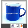 CE,SGS blue enamel commercial coffee cup with SS rim